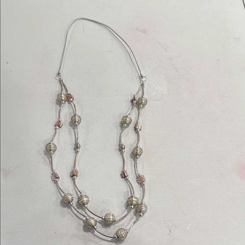 Elegant Silver and Gold Beaded Necklace